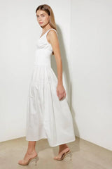 LOVELIEST LOOKS WHITE WOVEN MIDI DRESS - Flying Tomato - Flyclothing LLC