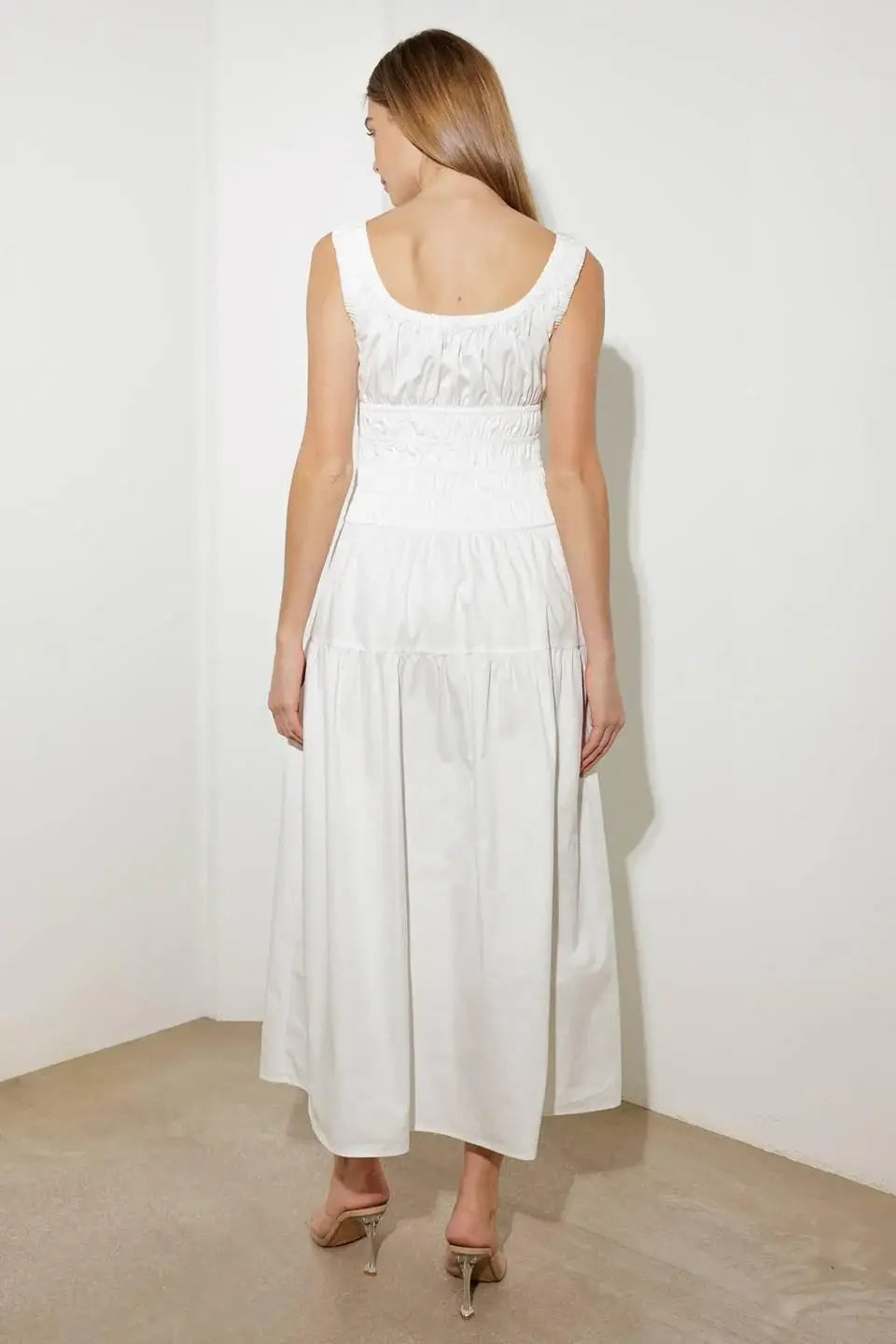 LOVELIEST LOOKS WHITE WOVEN MIDI DRESS - Flying Tomato - Flyclothing LLC