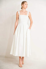 SERENE CHARM WOVEN MIDI DRESS - Flying Tomato - Flyclothing LLC
