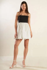 PATIO SENSETS WOVEN COMBINATION MINI DRESS - Flying Tomato - Flyclothing LLC