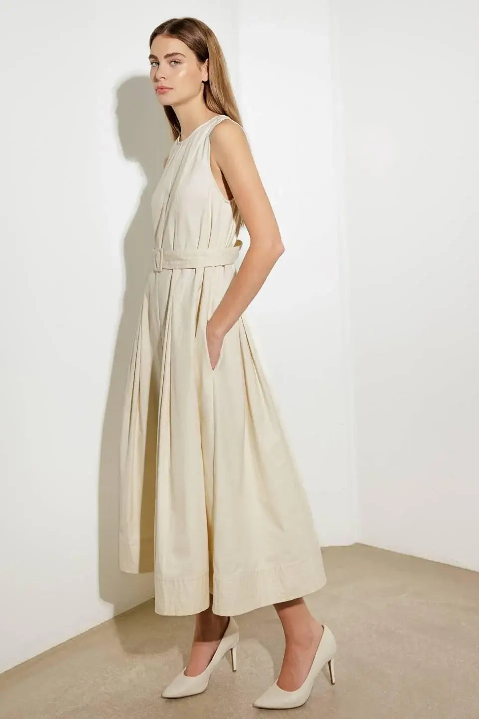 OVER THE WATERS WOVEN MIDI DRESS - Flying Tomato - Flyclothing LLC