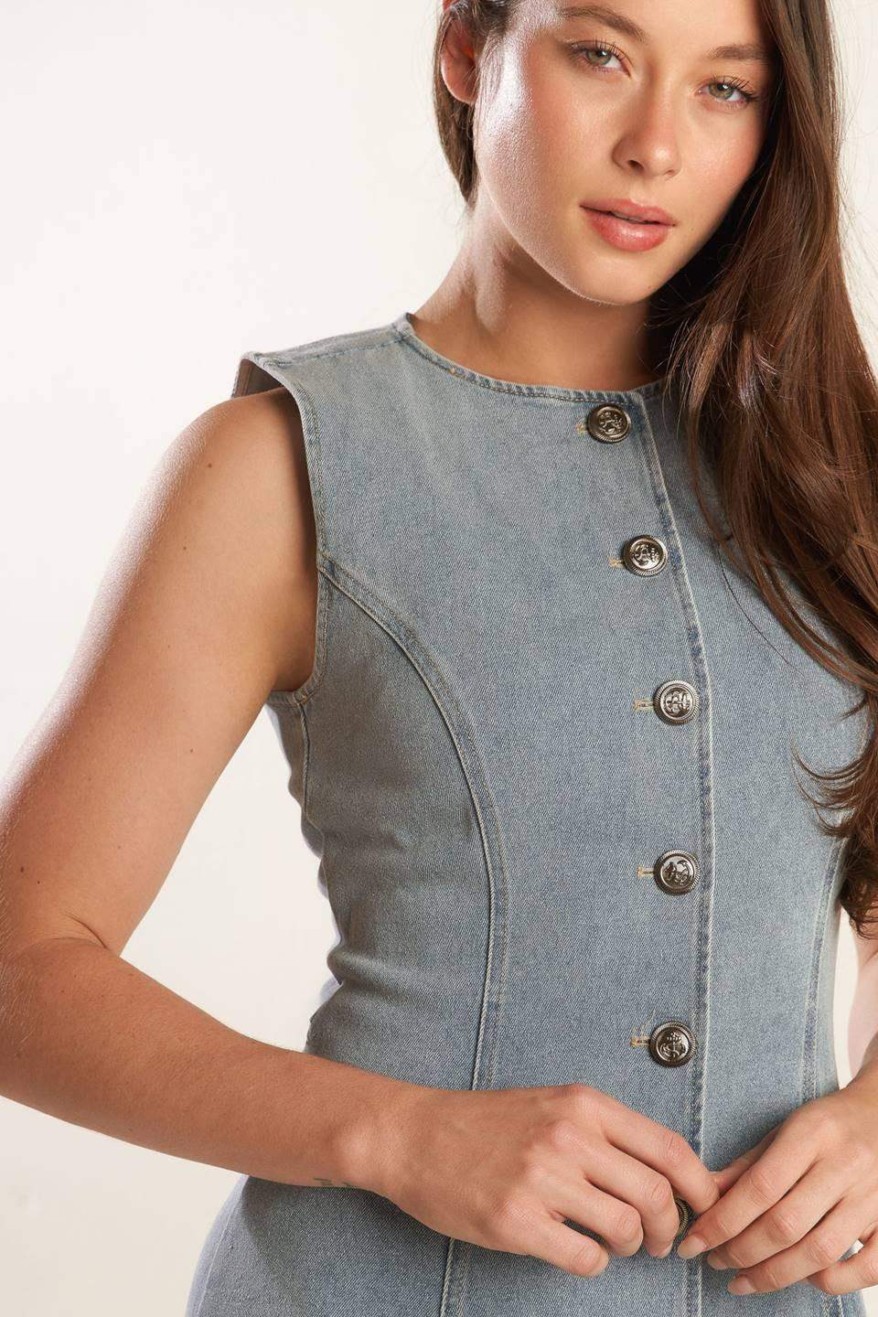 NAUTICAL & NICE DENIM MIDI DRESS - Flying Tomato - Flyclothing LLC