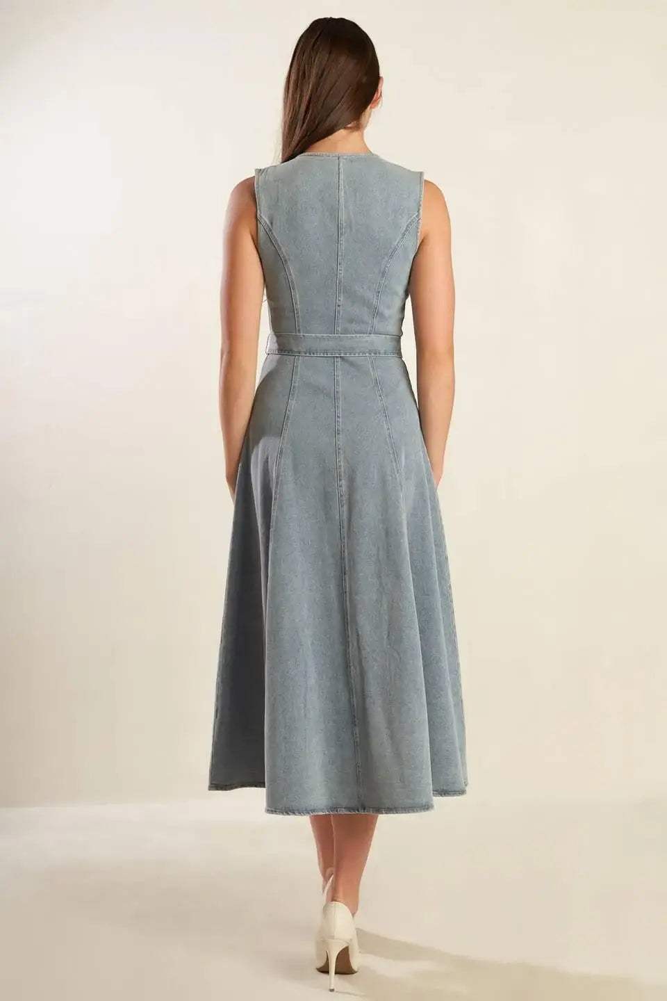 NAUTICAL & NICE DENIM MIDI DRESS - Flying Tomato - Flyclothing LLC
