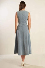 NAUTICAL & NICE DENIM MIDI DRESS - Flying Tomato - Flyclothing LLC