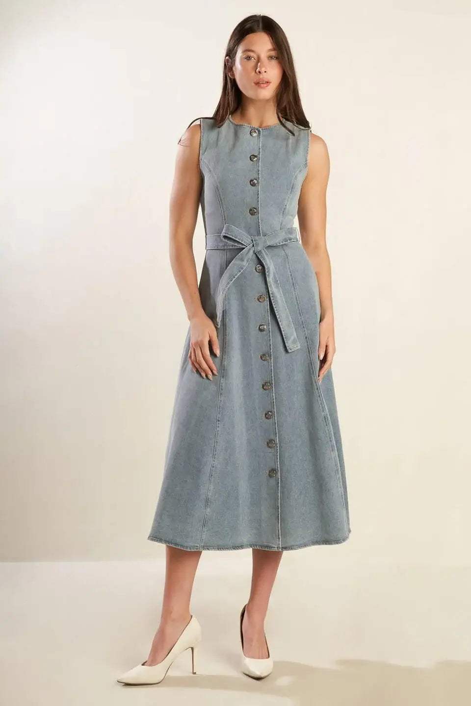 NAUTICAL & NICE DENIM MIDI DRESS - Flying Tomato - Flyclothing LLC