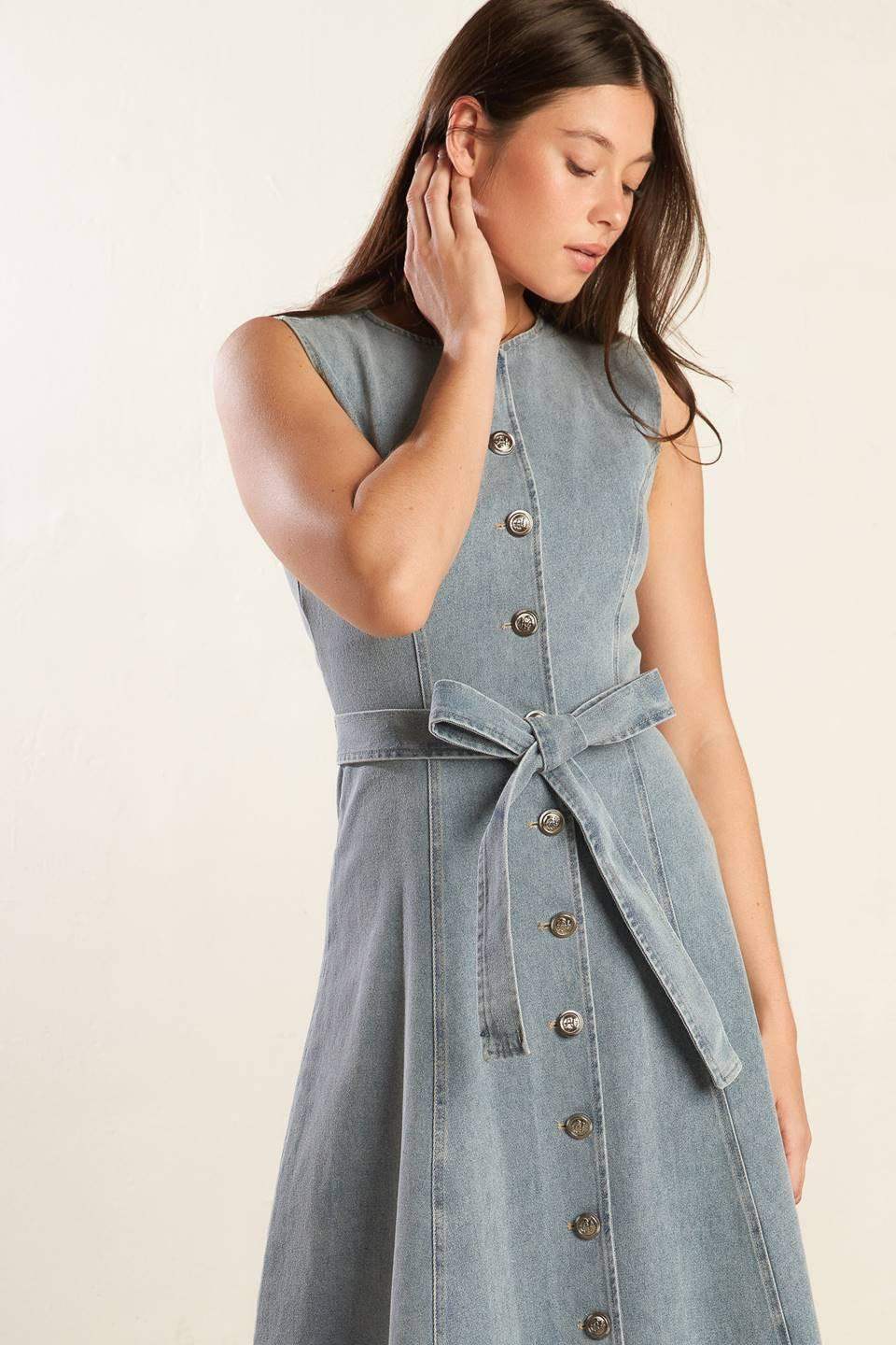 NAUTICAL & NICE DENIM MIDI DRESS - Flying Tomato - Flyclothing LLC