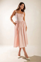 EASILY LOVED WOVEN MIDI DRESS - Flying Tomato - Flyclothing LLC