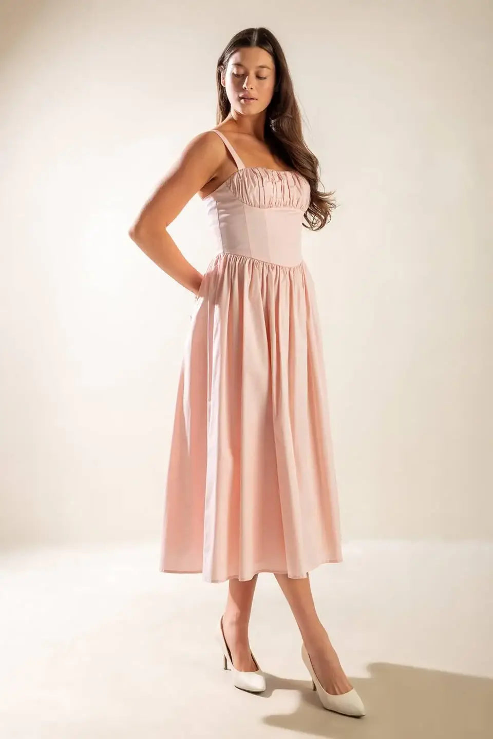 EASILY LOVED WOVEN MIDI DRESS - Flying Tomato - Flyclothing LLC