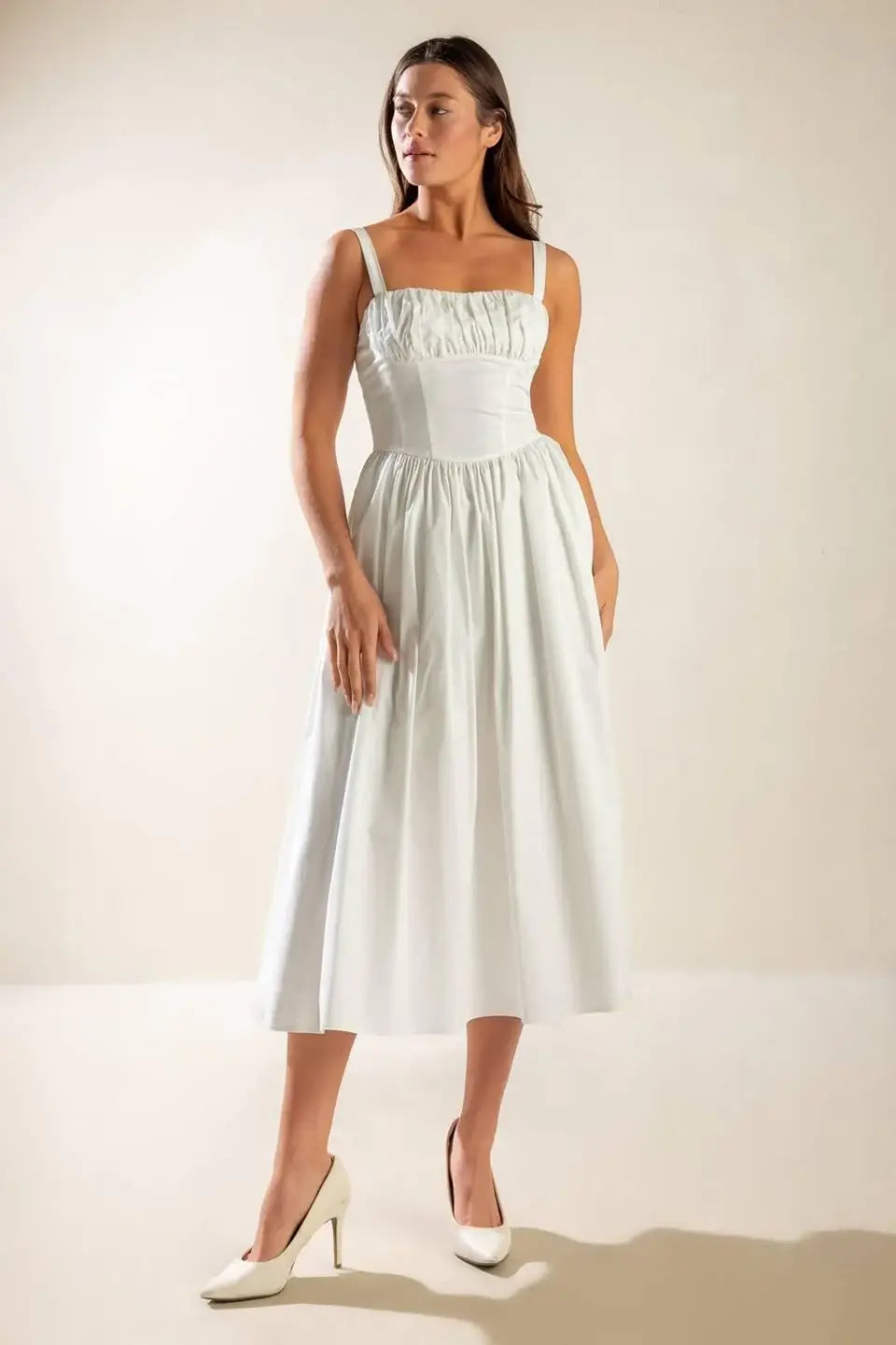 EASILY LOVED WOVEN MIDI DRESS - Flying Tomato - Flyclothing LLC