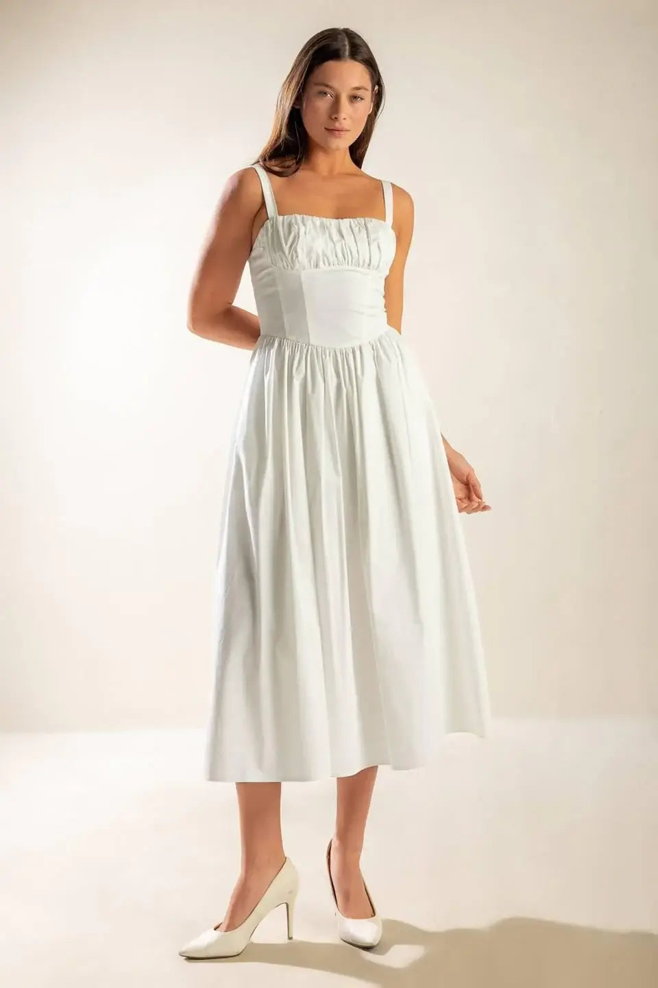 EASILY LOVED WOVEN MIDI DRESS - Flying Tomato - Flyclothing LLC