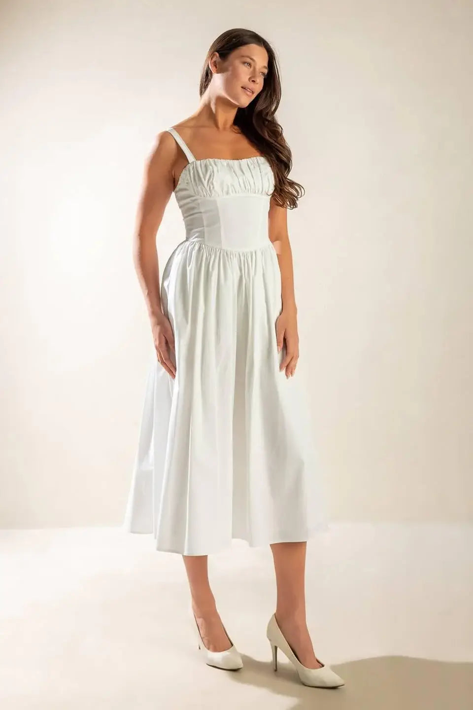 EASILY LOVED WOVEN MIDI DRESS - Flying Tomato - Flyclothing LLC