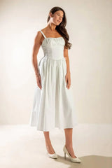 EASILY LOVED WOVEN MIDI DRESS - Flying Tomato - Flyclothing LLC