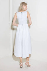 CATCH THE SUN IN WHITE WOVEN MIDI DRESS - Flying Tomato - Flyclothing LLC