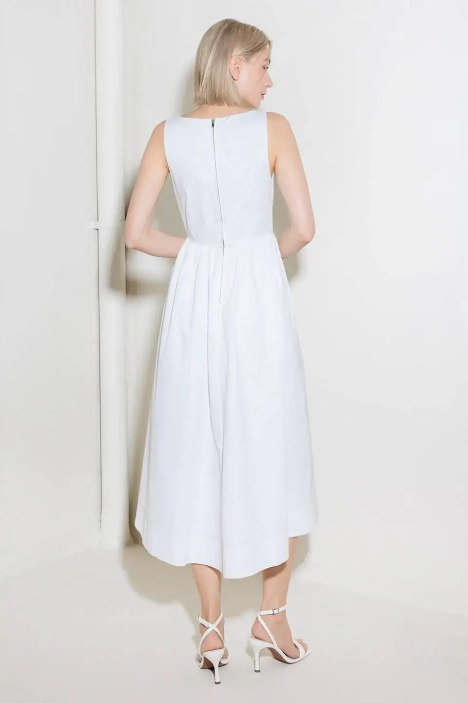 CATCH THE SUN IN WHITE WOVEN MIDI DRESS - Flying Tomato - Flyclothing LLC