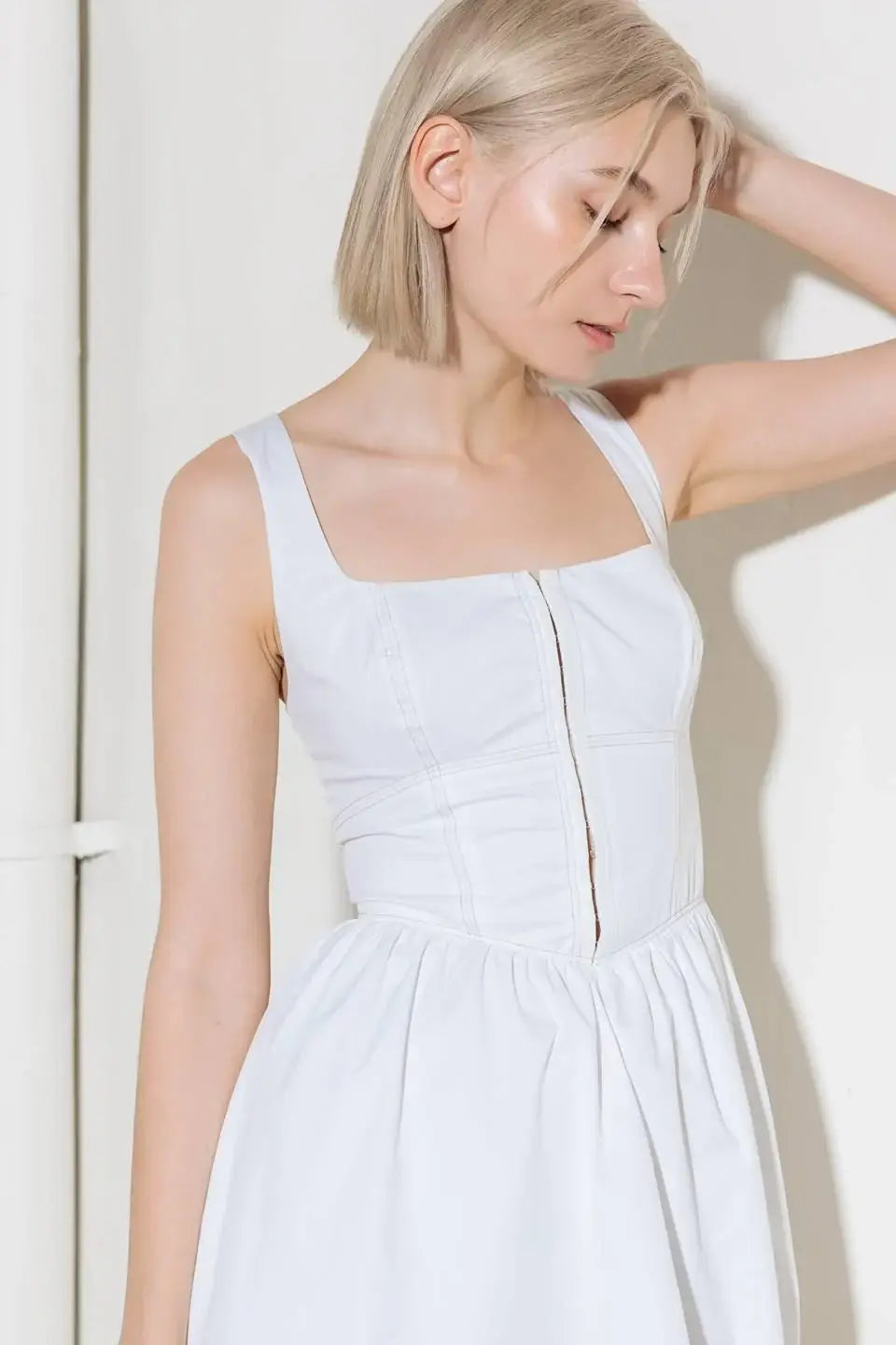 CATCH THE SUN IN WHITE WOVEN MIDI DRESS - Flying Tomato - Flyclothing LLC
