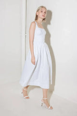 CATCH THE SUN IN WHITE WOVEN MIDI DRESS - Flying Tomato - Flyclothing LLC