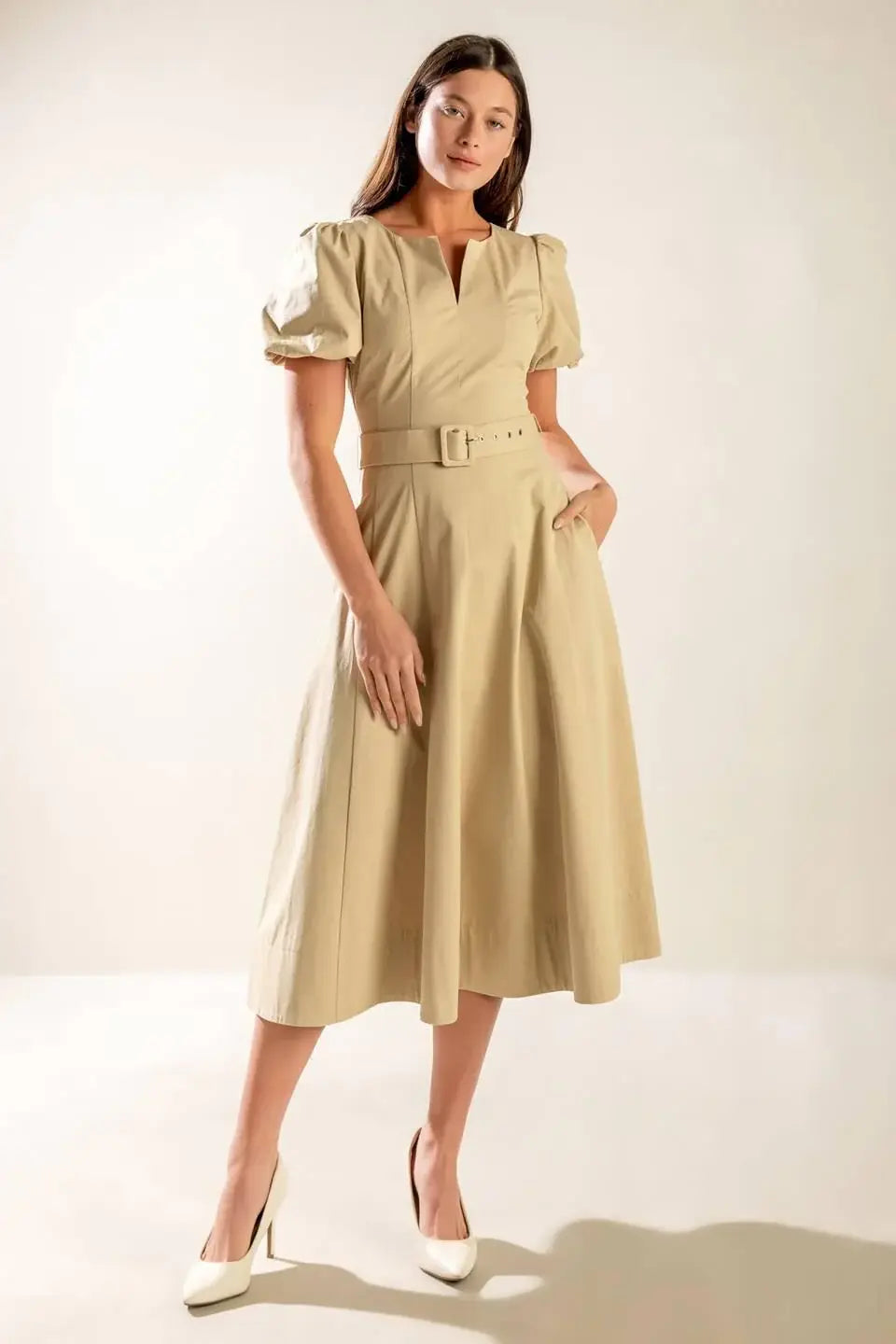 SUNLIT SOIREE WOVEN MIDI DRESS - Flying Tomato - Flyclothing LLC