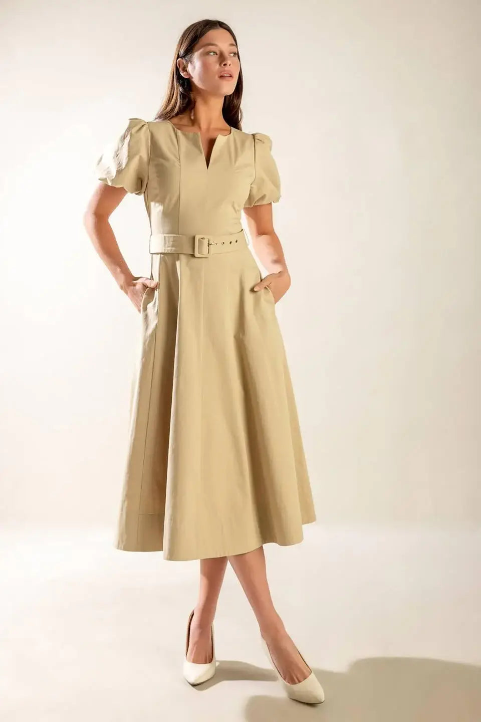 SUNLIT SOIREE WOVEN MIDI DRESS - Flying Tomato - Flyclothing LLC