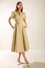 SUNLIT SOIREE WOVEN MIDI DRESS - Flying Tomato - Flyclothing LLC