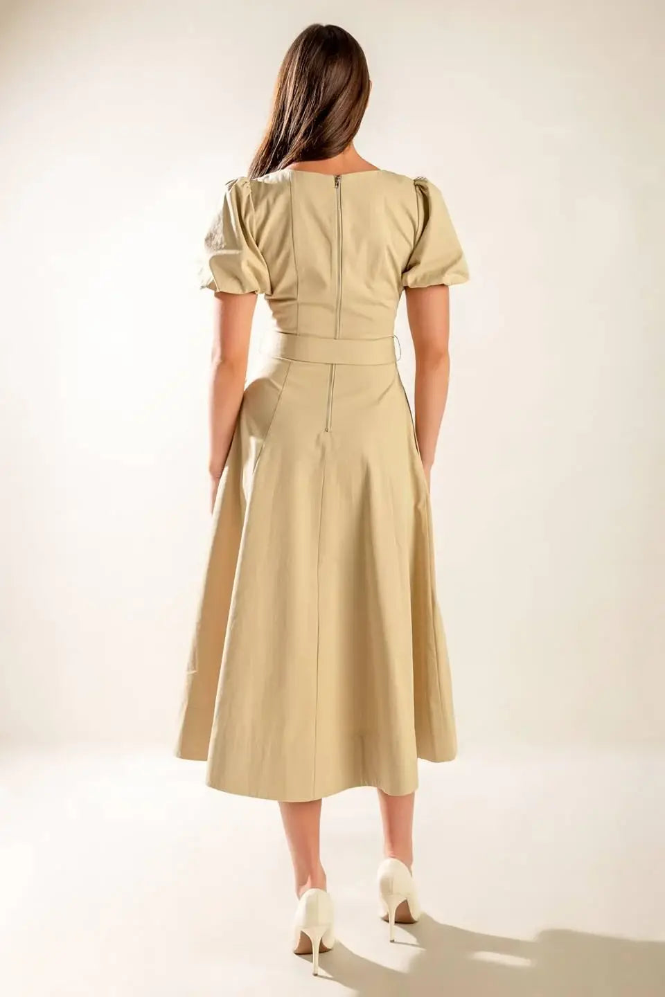 SUNLIT SOIREE WOVEN MIDI DRESS - Flying Tomato - Flyclothing LLC