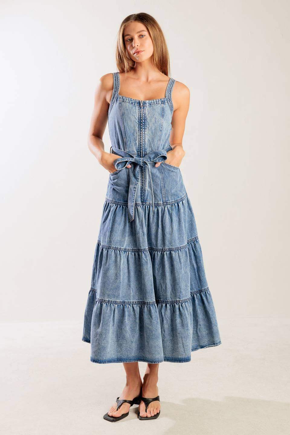 SUNSHINE STATE OF MIND INDIGO DENIM DRESS - Flying Tomato - Flyclothing LLC