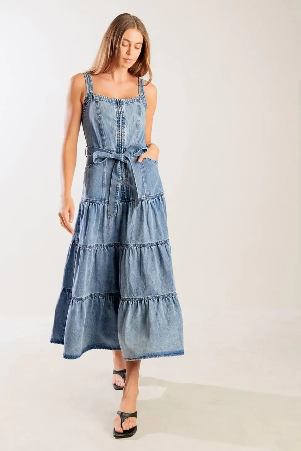 SUNSHINE STATE OF MIND INDIGO DENIM DRESS - Flying Tomato - Flyclothing LLC