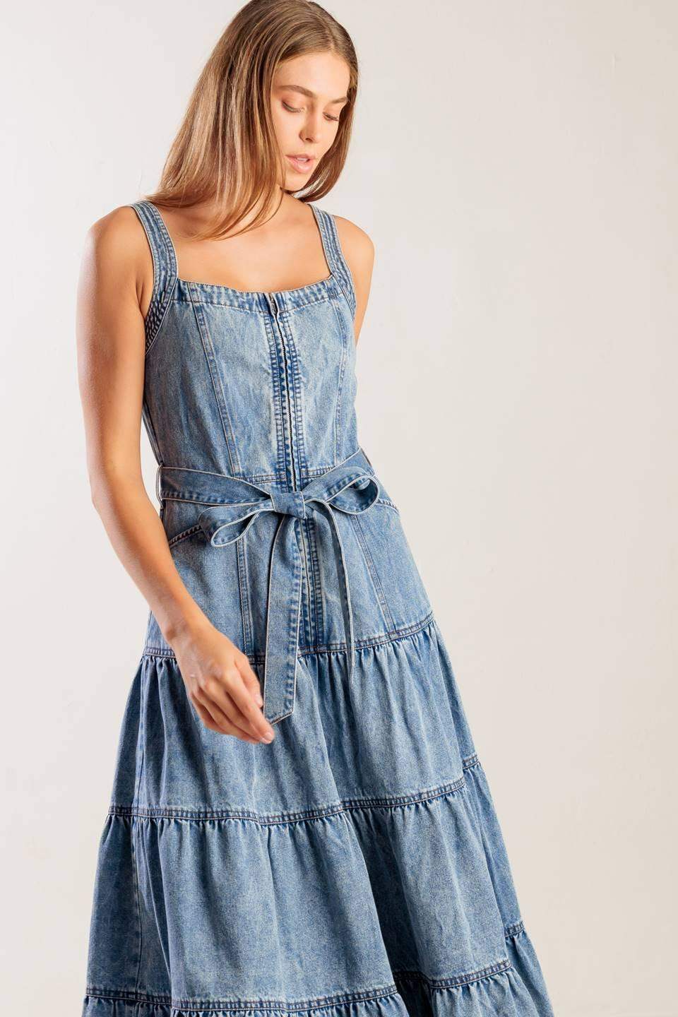 SUNSHINE STATE OF MIND INDIGO DENIM DRESS - Flying Tomato - Flyclothing LLC