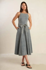 A DAY AT THE VINEYARD DENIM MIDI DRESS - Flying Tomato - Flyclothing LLC
