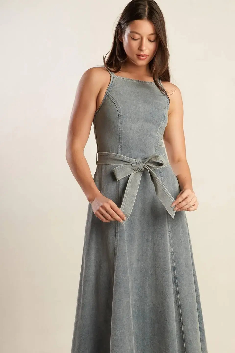 A DAY AT THE VINEYARD DENIM MIDI DRESS - Flying Tomato - Flyclothing LLC