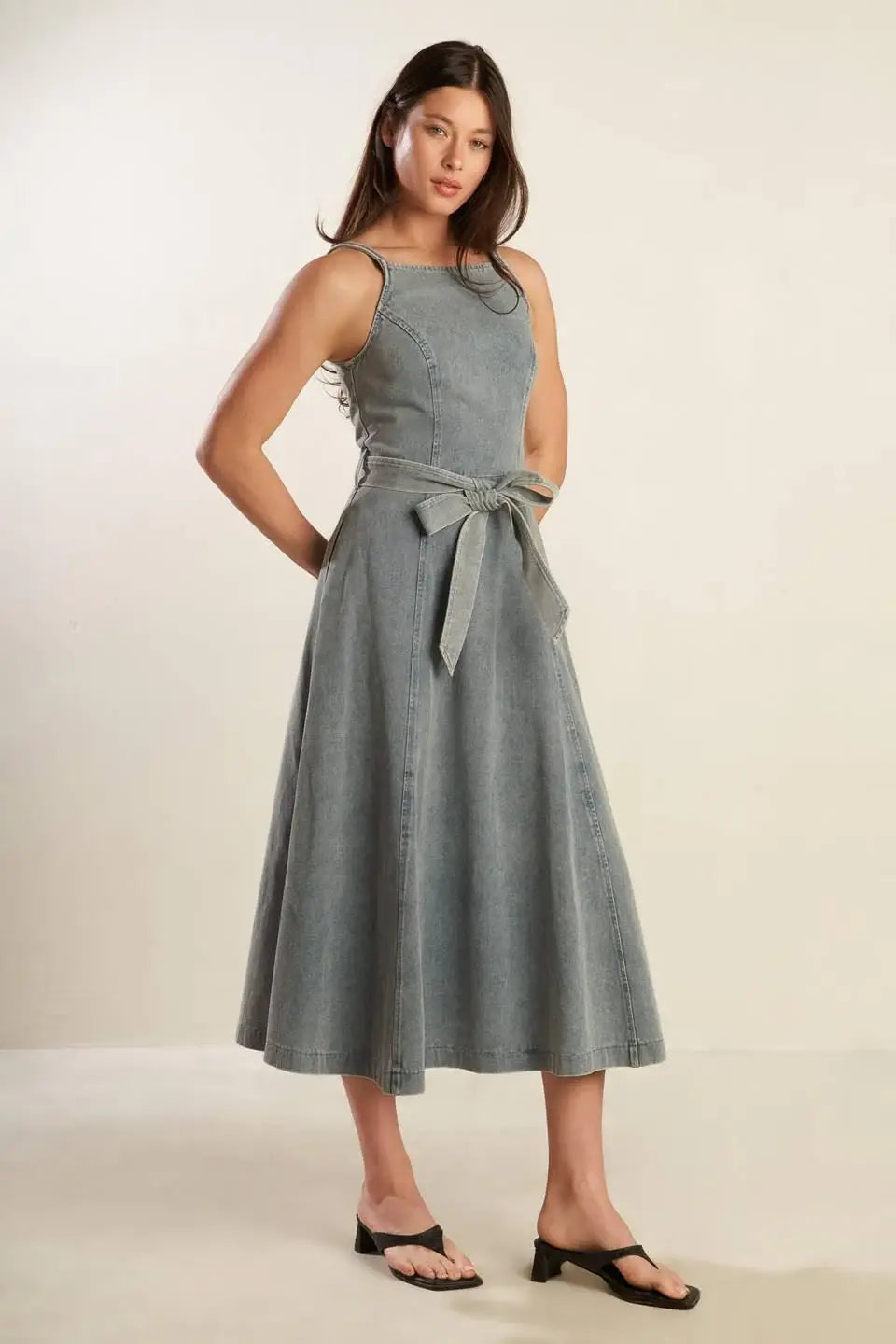 A DAY AT THE VINEYARD DENIM MIDI DRESS - Flying Tomato - Flyclothing LLC