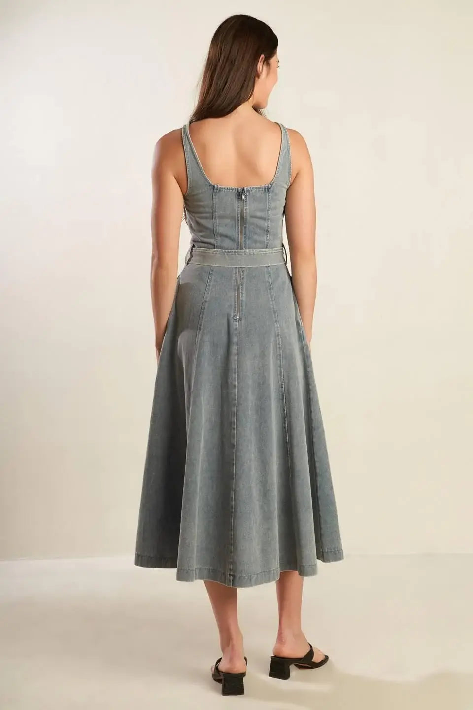 A DAY AT THE VINEYARD DENIM MIDI DRESS - Flying Tomato - Flyclothing LLC