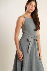 A DAY AT THE VINEYARD DENIM MIDI DRESS - Flying Tomato - Flyclothing LLC