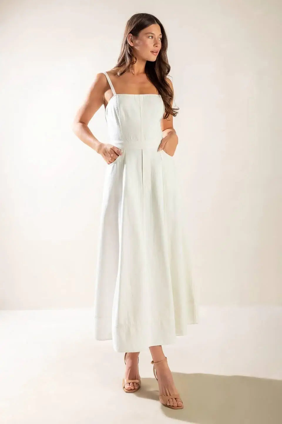 LET'S GO FOR A WALK WOVEN MIDI DRESS - Flying Tomato - Flyclothing LLC