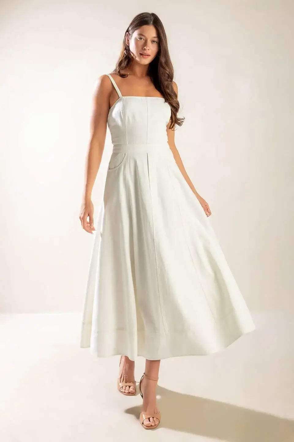 LET'S GO FOR A WALK WOVEN MIDI DRESS - Flying Tomato - Flyclothing LLC
