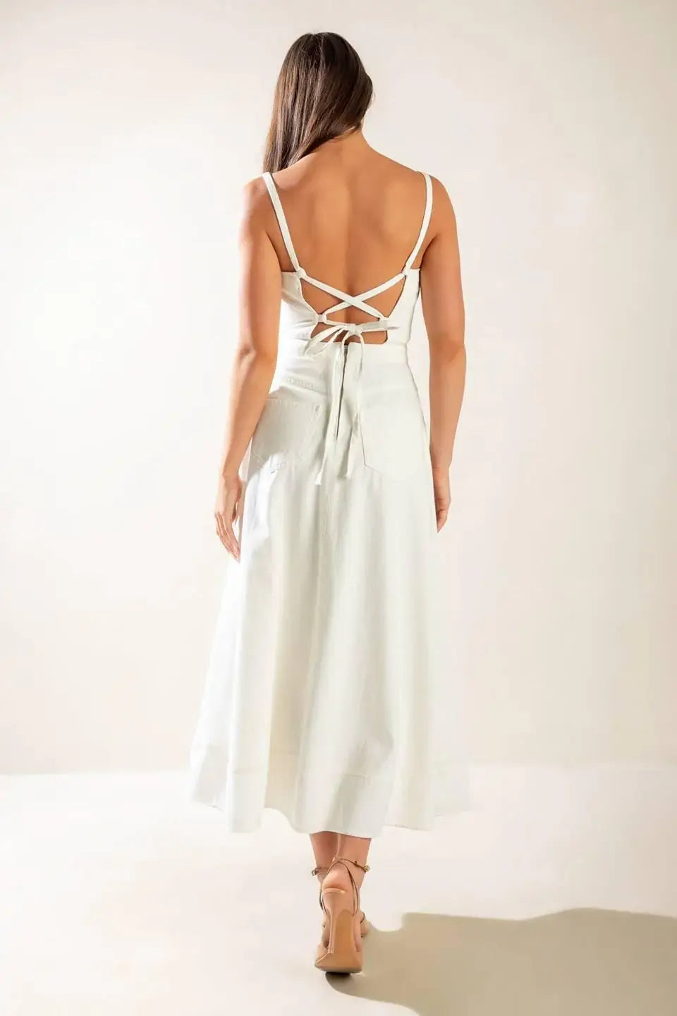 LET'S GO FOR A WALK WOVEN MIDI DRESS - Flying Tomato - Flyclothing LLC