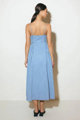 BLUEBELL BREEZE LIGHTWEIGHT DENIM MIDI DRESS - Flying Tomato - Flyclothing LLC