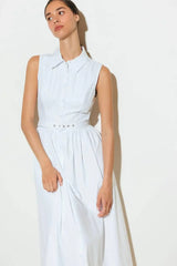 NUE EASE WHITE WOVEN MDI DRESS - Flying Tomato - Flyclothing LLC