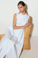 NUE EASE WHITE WOVEN MDI DRESS - Flying Tomato - Flyclothing LLC