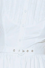 NUE EASE WHITE WOVEN MDI DRESS - Flying Tomato - Flyclothing LLC