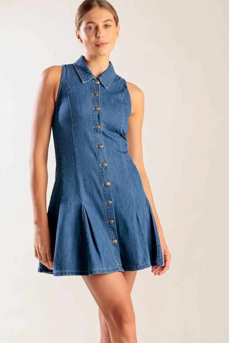 WHERE I WANT TO BE DENIM MINI DRESS - Flying Tomato - Flyclothing LLC