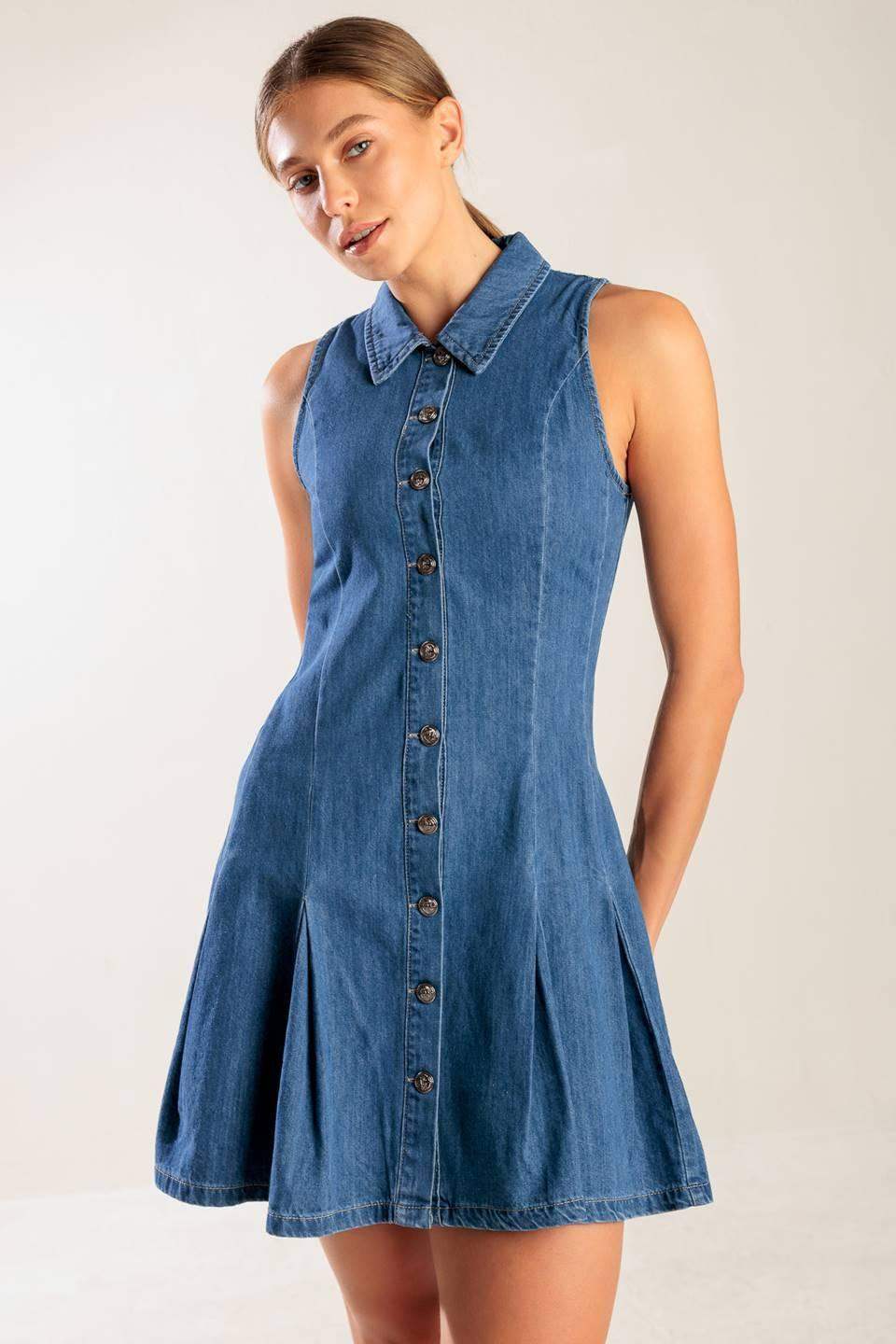 WHERE I WANT TO BE DENIM MINI DRESS - Flying Tomato - Flyclothing LLC