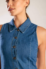 WHERE I WANT TO BE DENIM MINI DRESS - Flying Tomato - Flyclothing LLC