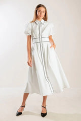 IN THE BREEZE WHITE WOVEN MIDI DRESS - Flying Tomato - Flyclothing LLC
