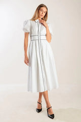 IN THE BREEZE WHITE WOVEN MIDI DRESS - Flying Tomato - Flyclothing LLC