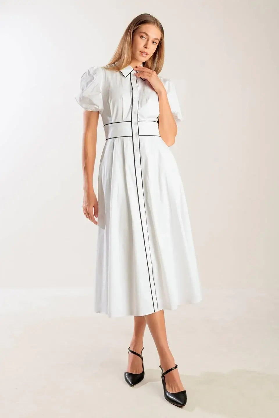 IN THE BREEZE WHITE WOVEN MIDI DRESS - Flying Tomato - Flyclothing LLC