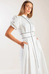 IN THE BREEZE WHITE WOVEN MIDI DRESS - Flying Tomato - Flyclothing LLC