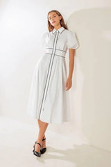 IN THE BREEZE WHITE WOVEN MIDI DRESS - Flying Tomato - Flyclothing LLC
