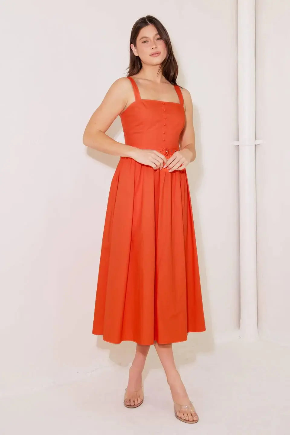 NO TIMELINE TOMATO WOVEN MIDI DRESS - Flying Tomato - Flyclothing LLC