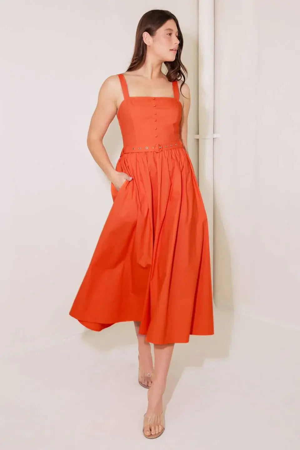 NO TIMELINE TOMATO WOVEN MIDI DRESS - Flying Tomato - Flyclothing LLC