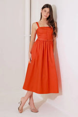 NO TIMELINE TOMATO WOVEN MIDI DRESS - Flying Tomato - Flyclothing LLC